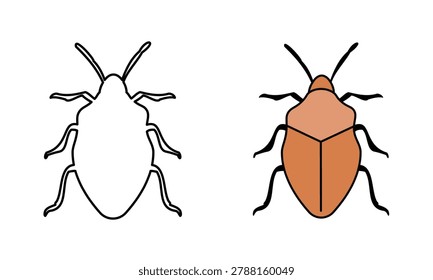 Flat Outline and Colored Stink Bug Insect Icon