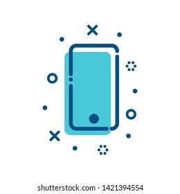 flat outline decorated smartphone icon isolated on white background. Social media flat sign, web infographics. Vector illustration