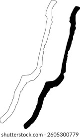 Flat and Outline Design of Keuka Lake New York Map Silhouette