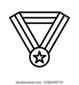 Flat outline design of a medal, symbolizing student success, school competitions, and academic excellence.