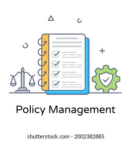 Flat outline editable vector of policy management 