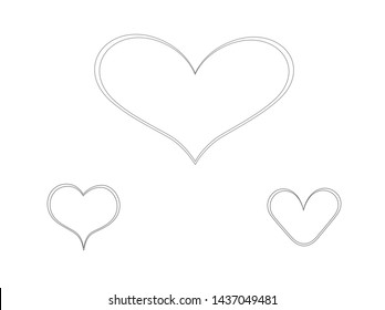 "Flat outline heart icon set,Heart symbol, thin line.Graphic design in the concept of love.Love emblem in layout.Vector love symbol for Valentine's Day.vector illustration."