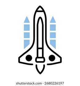 Flat outline icon of a space shuttle

