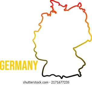 Flat outline Map of Germany, national flag colors filled 