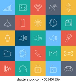 Flat outline mobile icon with background