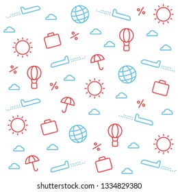 Flat outline pattern about traveling. Vector file.
