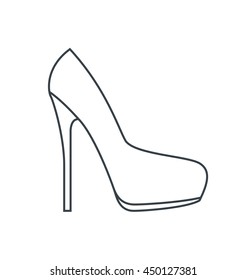 Flat outline shoes icon, elegant woman shoes sign, female symbol, vector illustration