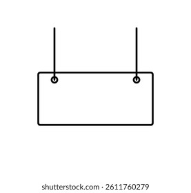 Flat outline sign post vector illustration. Blank signboard.