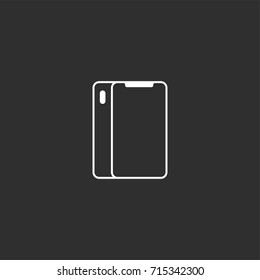 Flat outline style smartphone Icon. Vector pictogram. Telephone symbol for your web site design, logo, app, UI. 