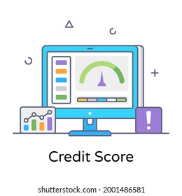 Flache Rahmenvektorgrafik des Credit Score in bearbeitbarem Design