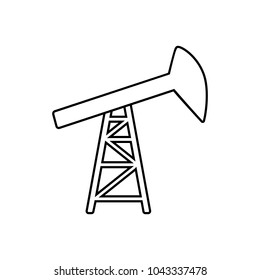 Flat outline vector sucker rod pump icon; logo for oil and gas industry