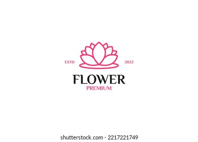 Flat outline water lily logo design vector illustration