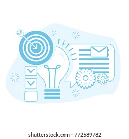 Flat outlined business illustration of planning, strategy and time management