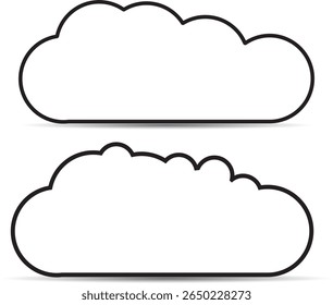 Flat Outlined Clouds Shape design set. Cloud for wallpaper, background, single upload.