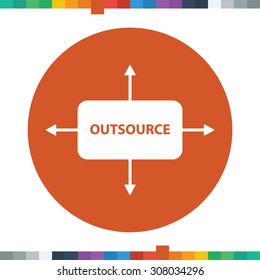 Flat outsourcing icon in a cercle.