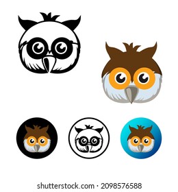 Flat Owl Head Icon Illustration