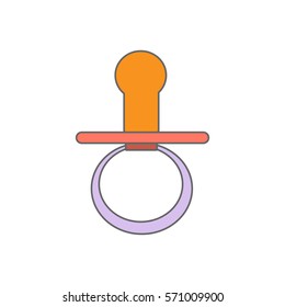 The flat pacifier side view. Isolated on the white background