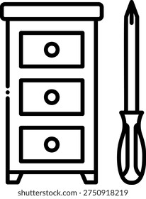 Flat Pack Furniture Assembly Icon with Screwdriver
