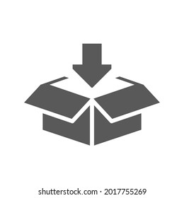 Flat pack icon with arrow. Box icon