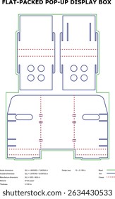 Flat Packed Pop Up Display Box Cardboard Template Design Diagram