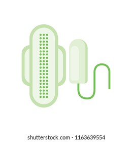 Flat pad and tampon icon. Means of feminine hygiene. Vector illustration.