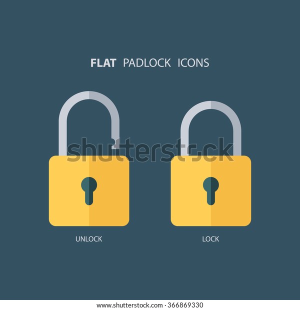 Icones Cadenas A Plat Verrouiller Et Image Vectorielle De Stock Libre De Droits