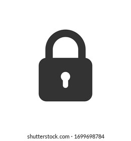 Flat padlock vector icon isolated on white background. Lock icon.