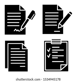 Flat page document contract icon. Agreements and signatures, pacts, agreements, convention symbols. Flat vector illustration