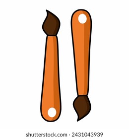 Flat paint brush on white background.