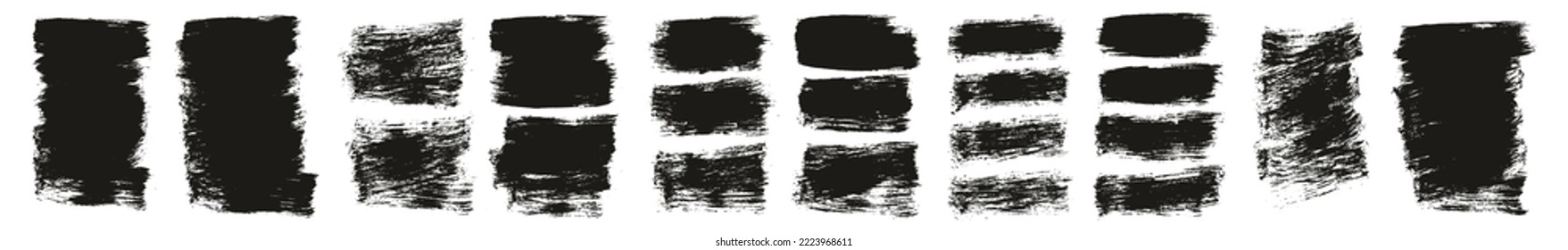 Pincel de pintura plana Fondo corto grueso Fondo de alto detalle Resumen Fondo del vector MEGA Set 
