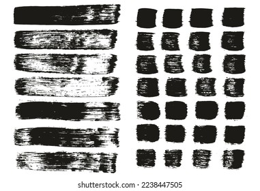 Flat Paint Brush Thick Straight Lines Mix High Detail Abstract Vector Background Mix Set 