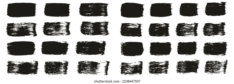 Flat Paint Brush Thick Straight Lines Mix High Detail Abstract Vector Background Mix Set 