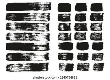 Flat Paint Brush Thick Straight Lines Mix High Detail Abstract Vector Background Mix Set 