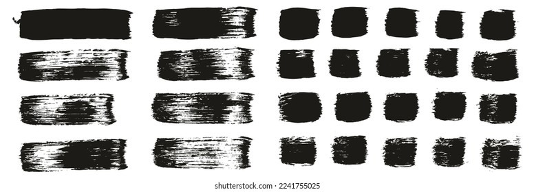 Flat Paint Brush Thick Straight Lines Mix High Detail Abstract Vector Background Mix Set 