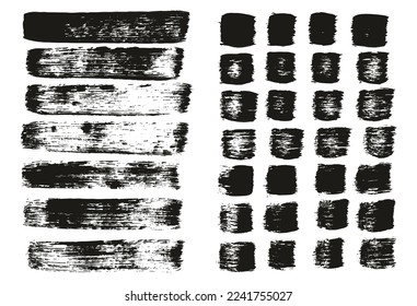 Flat Paint Brush Thick Straight Lines Mix High Detail Abstract Vector Background Mix Set 