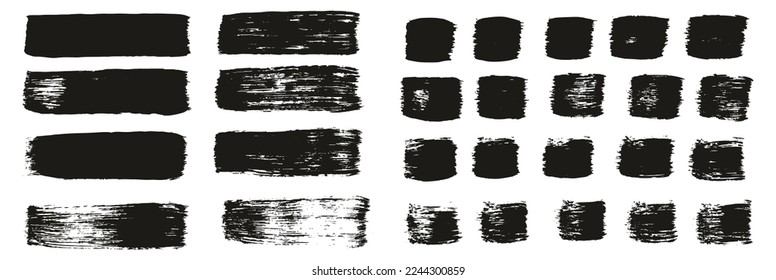 Flat Paint Brush Thick Straight Lines Mix High Detail Abstract Vector Background Mix Set 