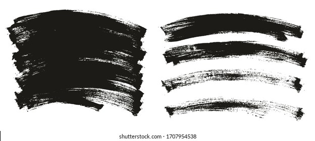 Flat Paint Brush Thin Curved Background High Detail Abstract Vector Background Mix Set 