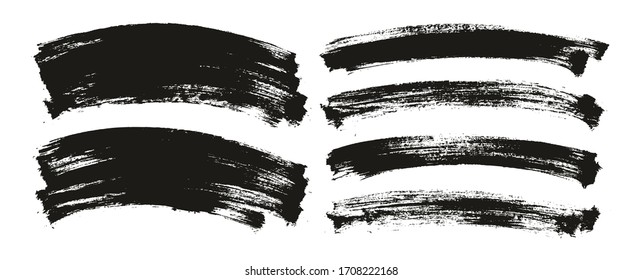 Flat Paint Brush Thin Curved Background High Detail Abstract Vector Background Mix Set 