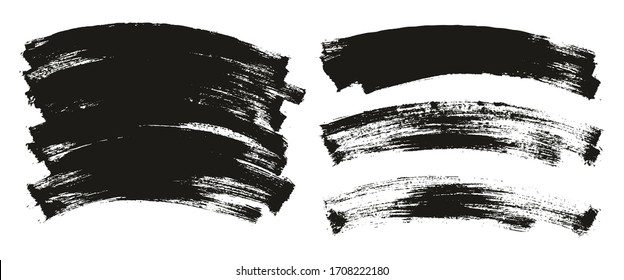 Flat Paint Brush Thin Curved Background High Detail Abstract Vector Background Mix Set 