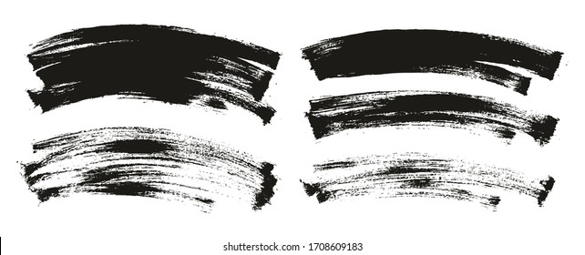 Flat Paint Brush Thin Curved Background High Detail Abstract Vector Background Mix Set 