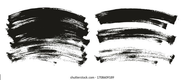 Flat Paint Brush Thin Curved Background High Detail Abstract Vector Background Mix Set 