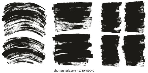 Flat Paint Brush Thin Curved & Long & Short Background High Detail Abstract Vector Background Set 