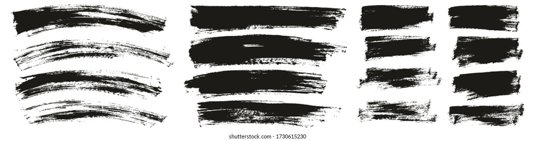 Flat Paint Brush Thin Curved & Long & Short Background High Detail Abstract Vector Background Set 