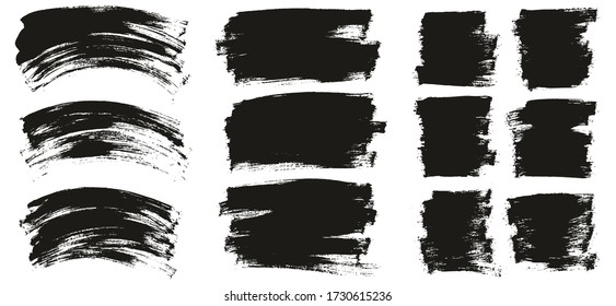 Flat Paint Brush Thin Curved & Long & Short Background High Detail Abstract Vector Background Set 