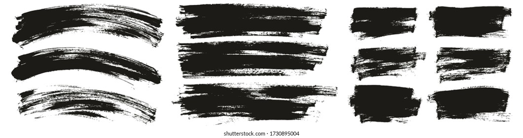 Flat Paint Brush Thin Curved & Long & Short Background High Detail Abstract Vector Background Set 