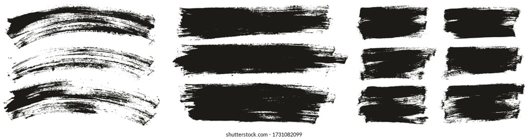 Flat Paint Brush Thin Curved & Long & Short Background High Detail Abstract Vector Background Set 