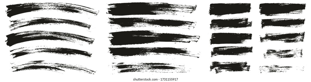 Flat Paint Brush Thin Curved & Long & Short Background High Detail Abstract Vector Background Set 