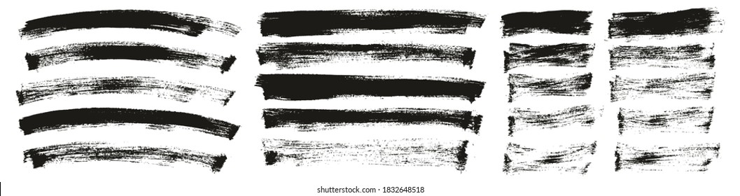 Flat Paint Brush Thin Curved & Long & Short Background High Detail Abstract Vector Background Set 