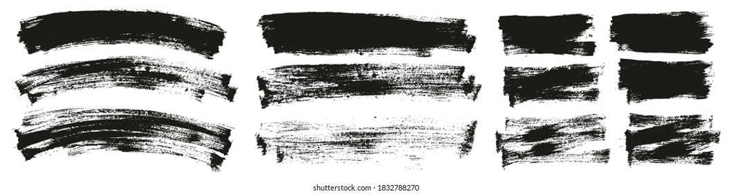Pincel de pintura plana con curvatura delgada y fondo largo y corto de alto detalle Resumen conjunto de fondo de vectores 