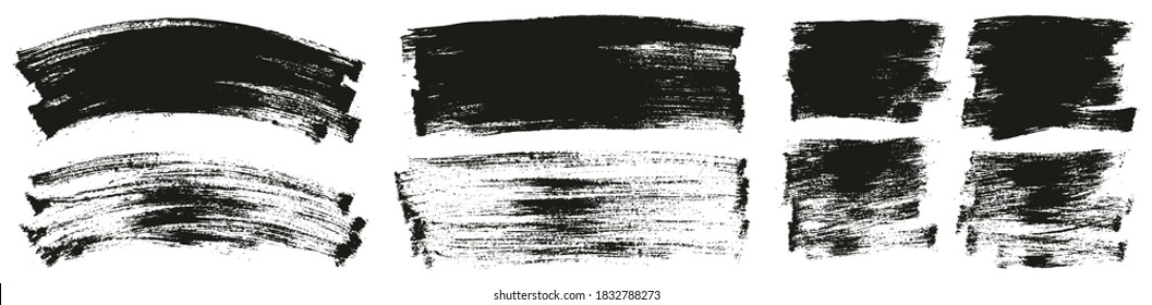 Flat Paint Brush Thin Curved & Long & Short Background High Detail Abstract Vector Background Set 